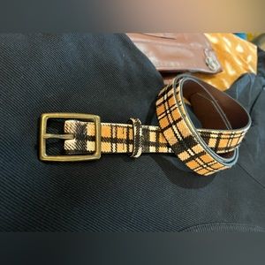 Anthropologie Brown motif Plaid Belt Sz M